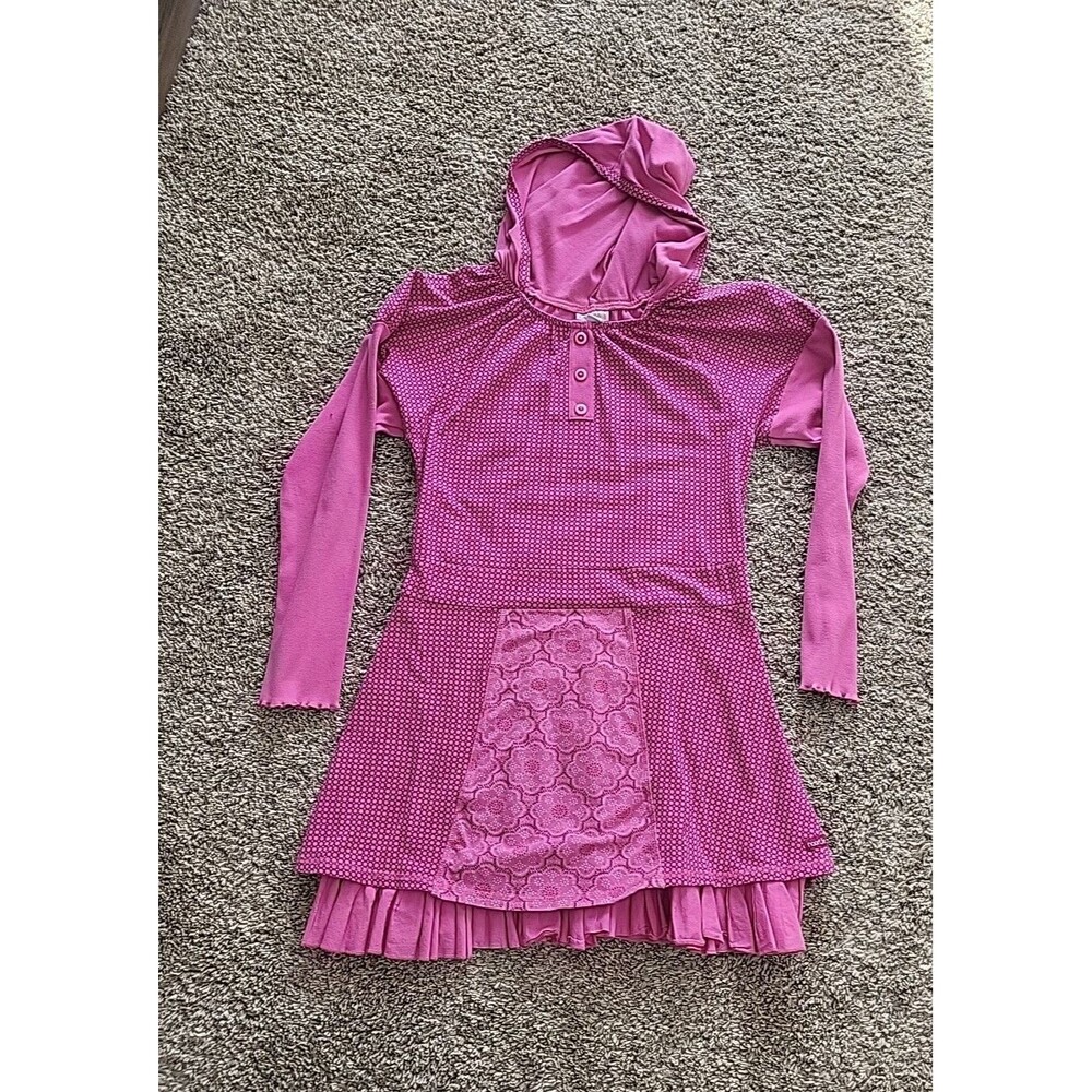 Naartjie Kids Pink Hooded Long-Sleeve Dress Tunic With Ruffled Skirt 16Y